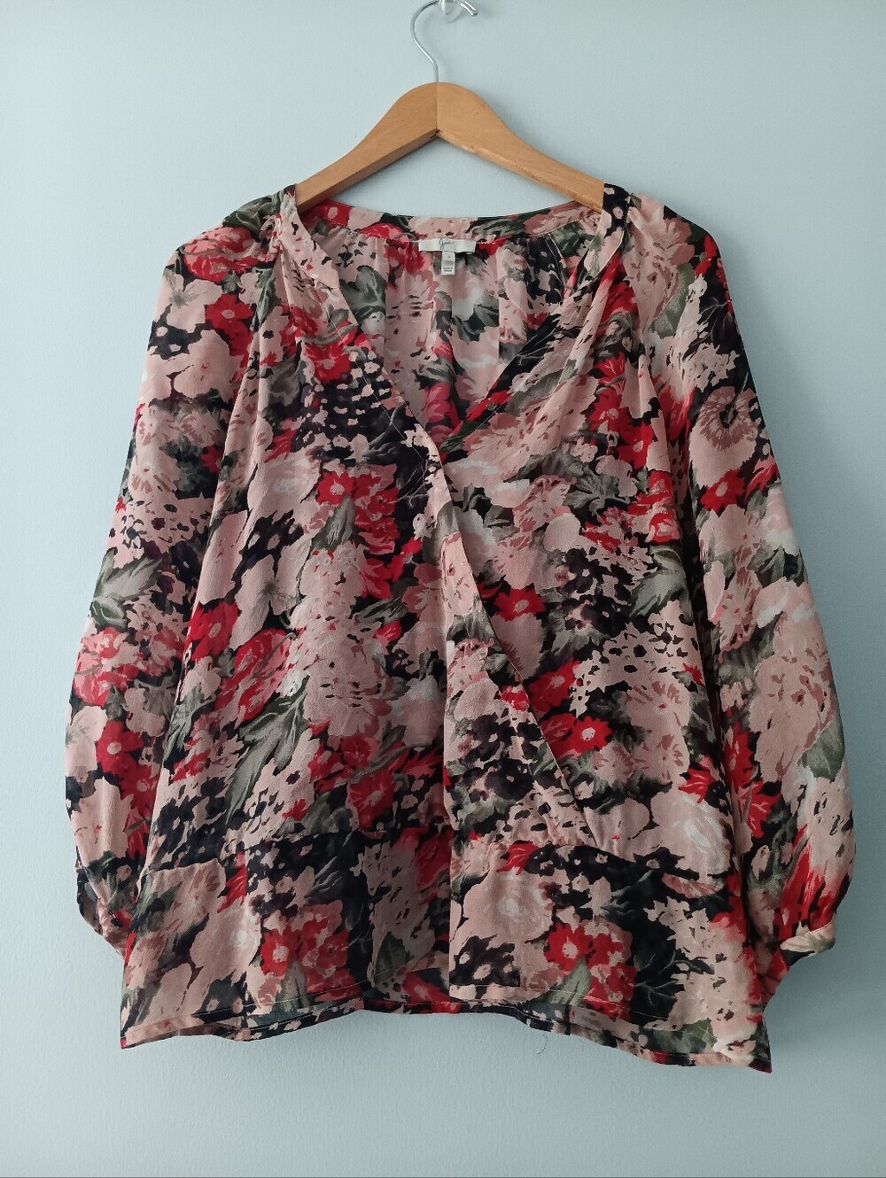 Joie Effa Floral Ruffle Silk Long Sleeves Blouse S